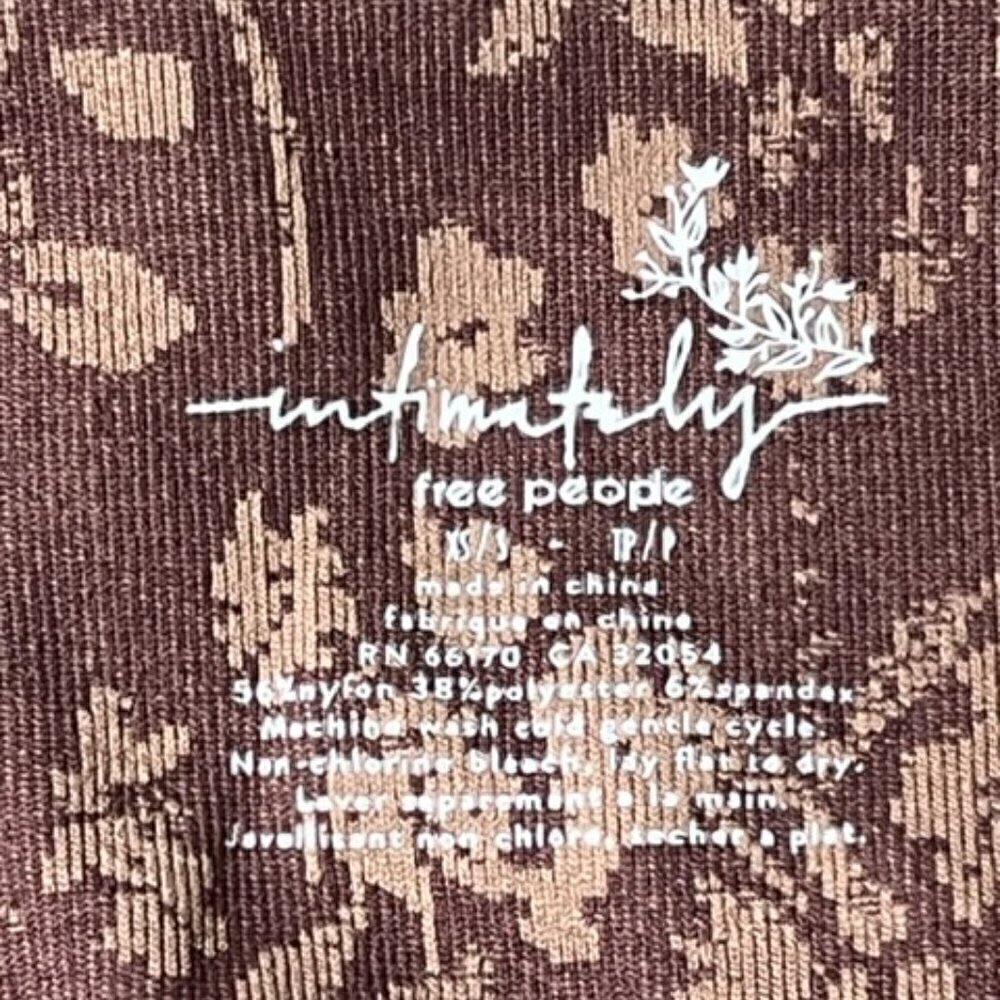 Free People NWT Printed Clean Lines Stretch Chocolate Bodysuit Combo Size XS/S - Picture 15 of 15